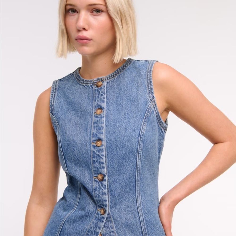 Abercrombie & Fitch Women's Blue Denim Vest, Women’s M - Picture 3 of 7